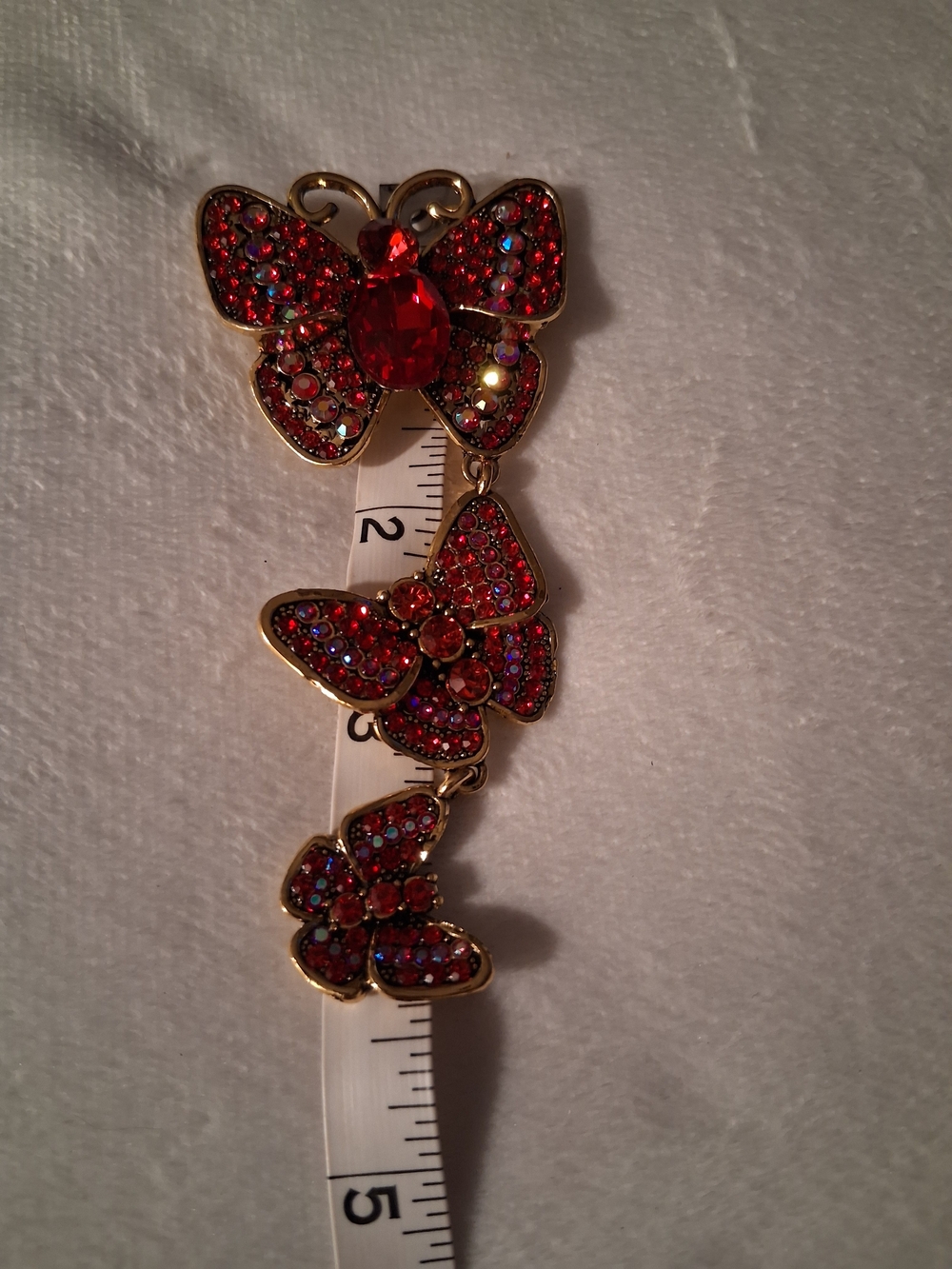 Red Crystal 3 Butterfly Drop Brooche - Women Jewelry